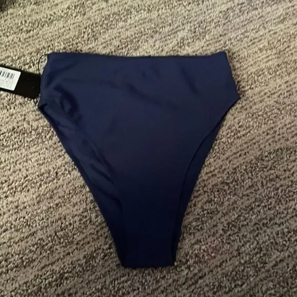 Paper London Stephanie Tide of Your Life Bikini Bottom Navy Blue Sz Small